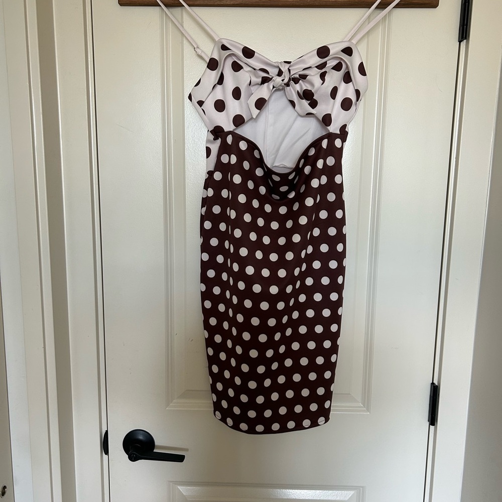 Polka Dot Brown and White Dress